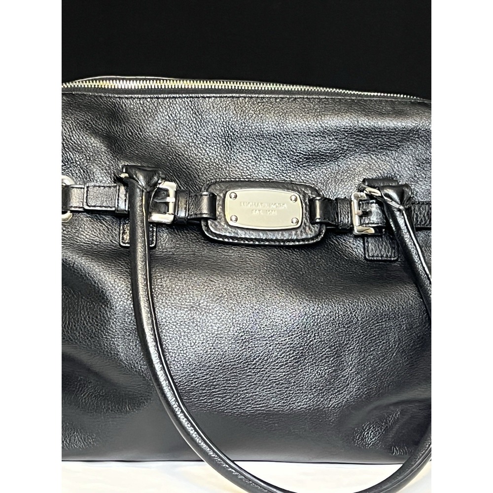 Michael Kors Black Pebble Leather Weekender Bag Luggage Satchel Bag Tote 16 x 13 - Picture 3 of 16